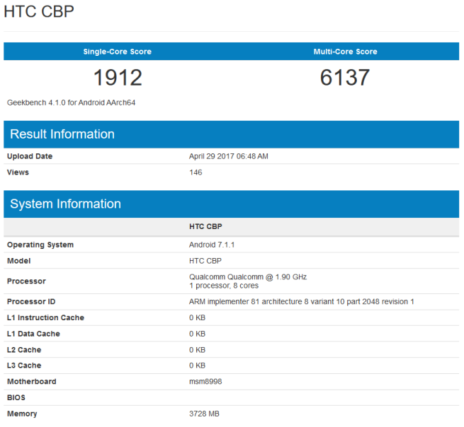 Htc U11 geekbench